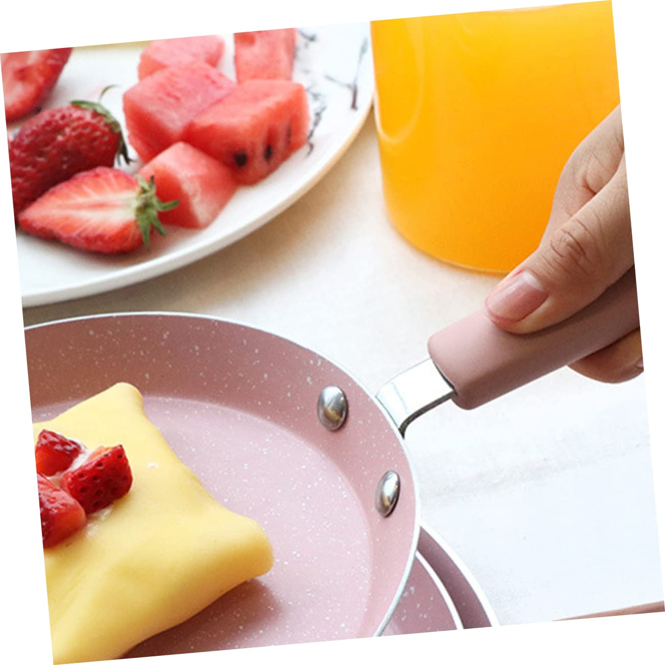 TOPBATHY Padella in Alluminio Professionale Antiaderente per Induzione Pratica Padella per Frittata e Pancake Utile Gadget da Cucina Colore Rosa
