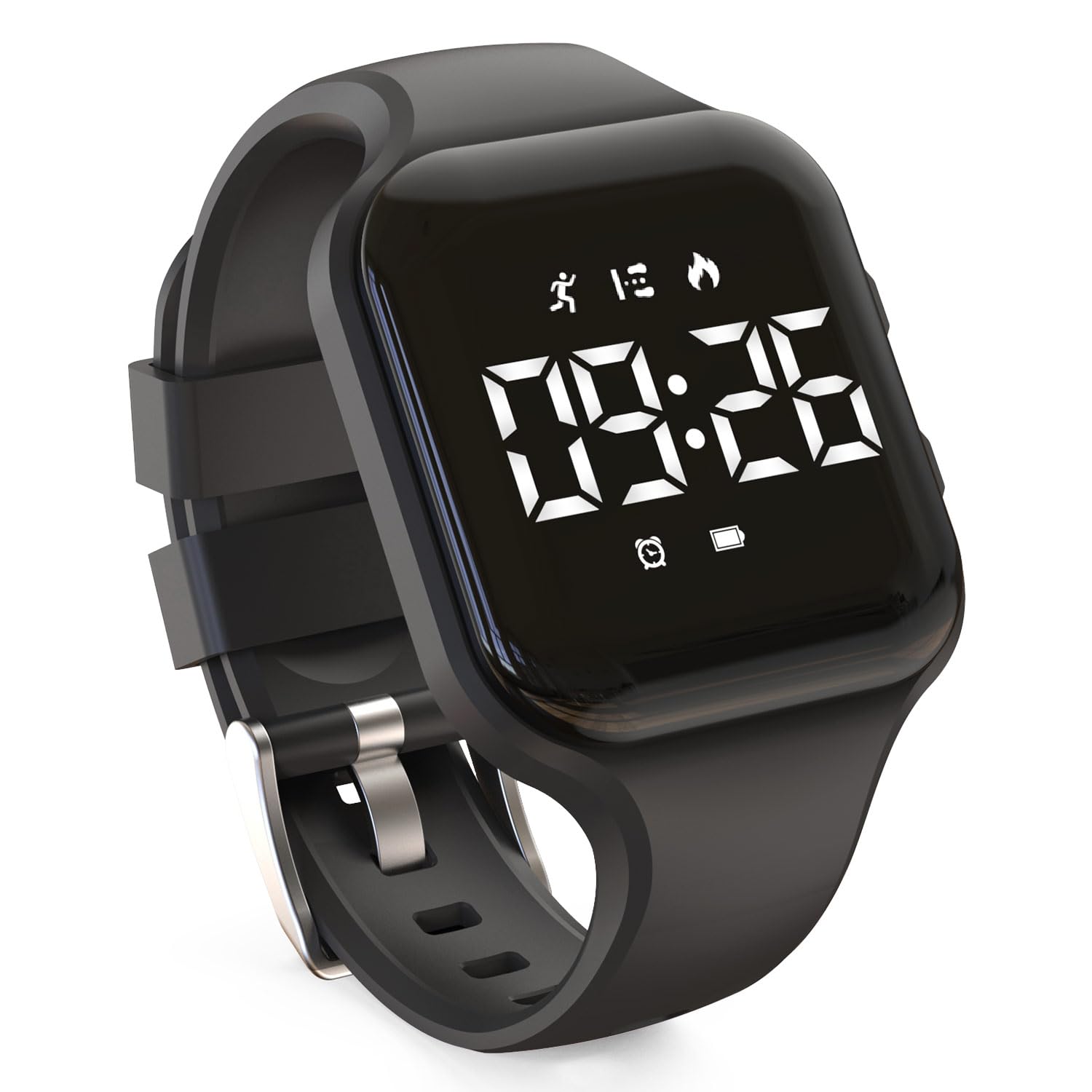 synwee Kids Digital Pedometer Watch, Waterproof, Sports Fitness Tracker,Vibrating Alarm Clock/Calendar, Great Gift for Children Teens Girl Boy(Black)
