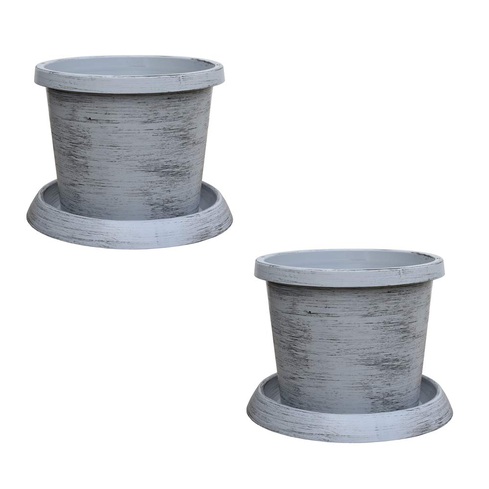 Thompson & Morgan Grey Thompson&Morgan Patio Pot & Saucer X2