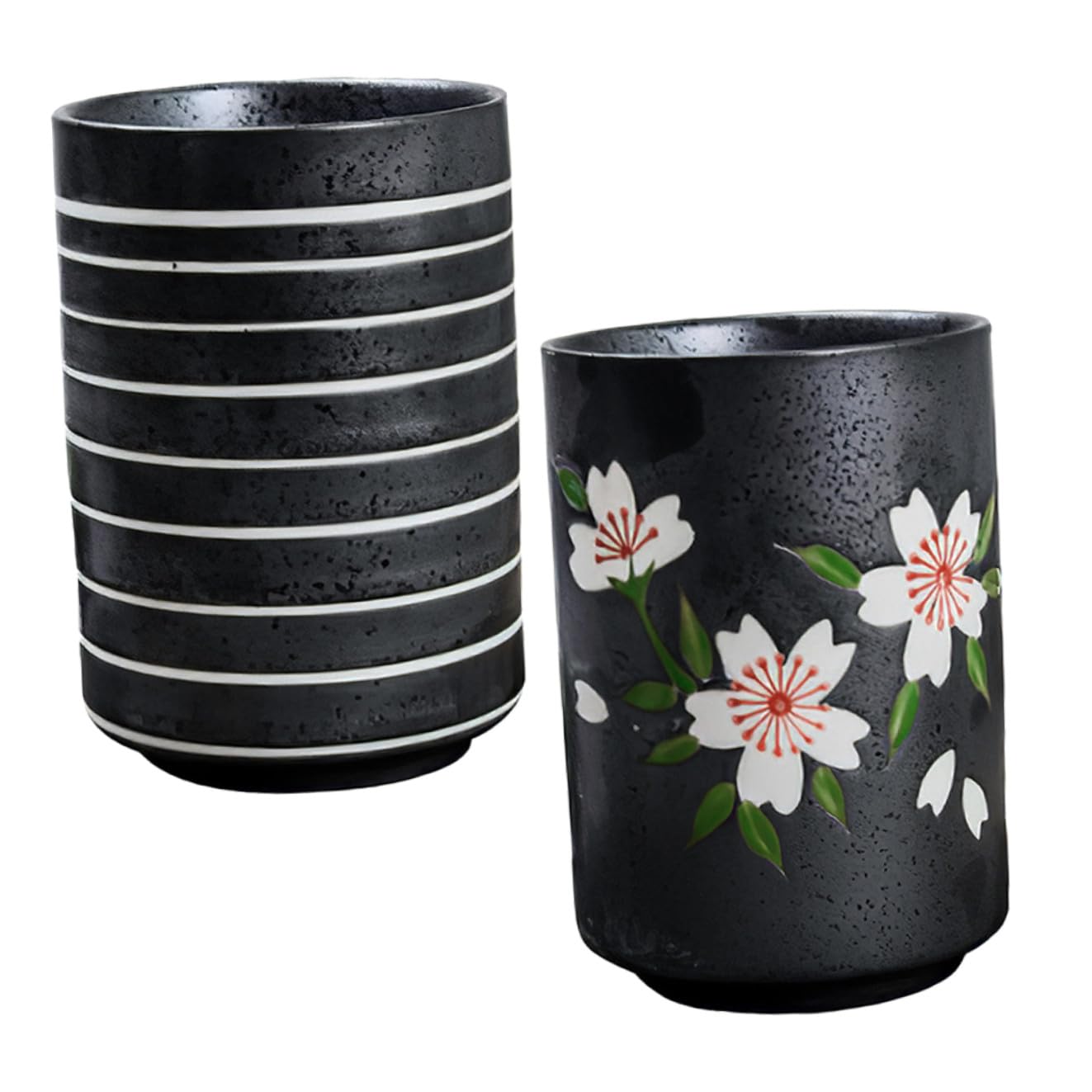 BESPORTBLE 2 Stück Japanische Keramik Teetassen 300ml Kleine Vintage Teebecher mit Festem Boden Retro Stil für Zuhause und Restaurant