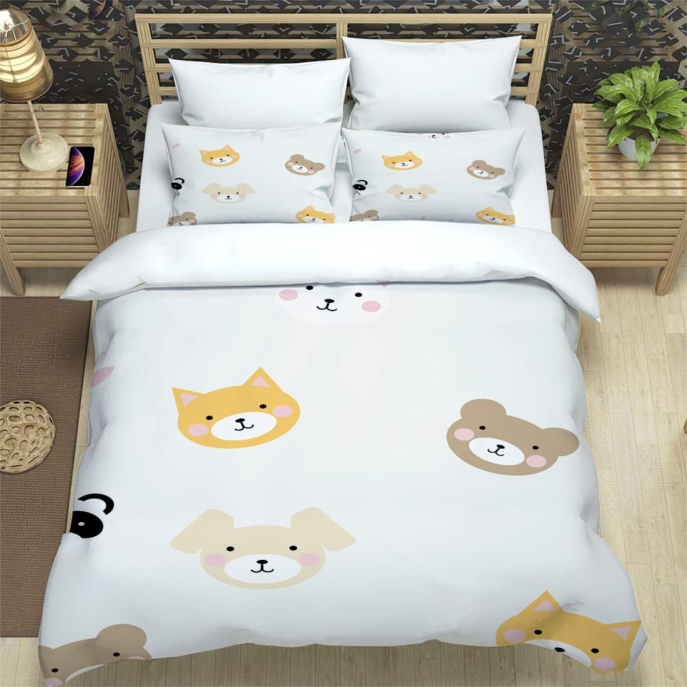 Housse de couette 240x260 ours blanc parure de lit microfire adulte zippée