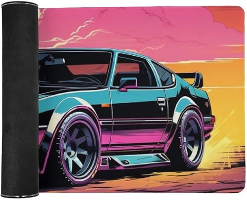 Miniatura 3 de Large Mouse Pad Classic Retro Sports Car Synthwave Sun Palm Trees Art Desk Mat Computer Accessories Gaming Office Organizers Supplies Decor