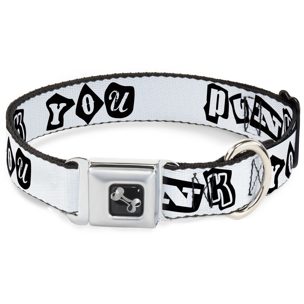Collier de chien os noir blanc Buckle Down petite taille à clip robuste