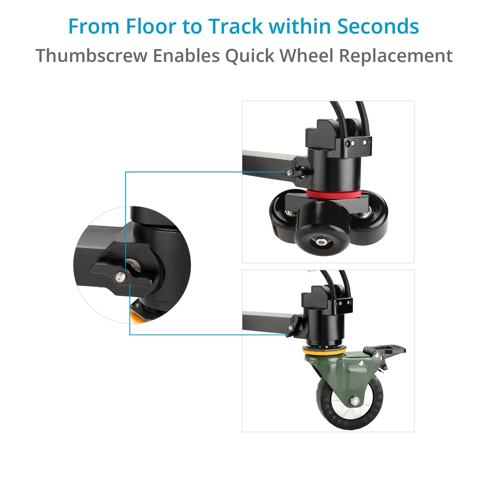 PROAIM Carrello da studio Agile Heavy-Duty Floor/Track. per treppiedi a punta singola e doppia. Costruzione robusta, ruote girevoli a 360°. Offre scatti fluidi e impeccabili. (DL-AGLE-01)
