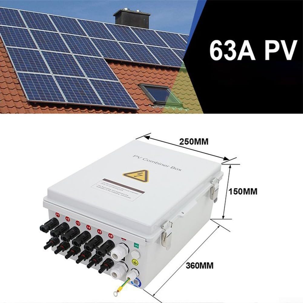 Scatola combinatrice fotovoltaica solare a 6 corde con scaricatore e interruttore, scatola di giunzione da 550 V CC per sistema di energia solare per camper, recinzione elettrica resistente alle