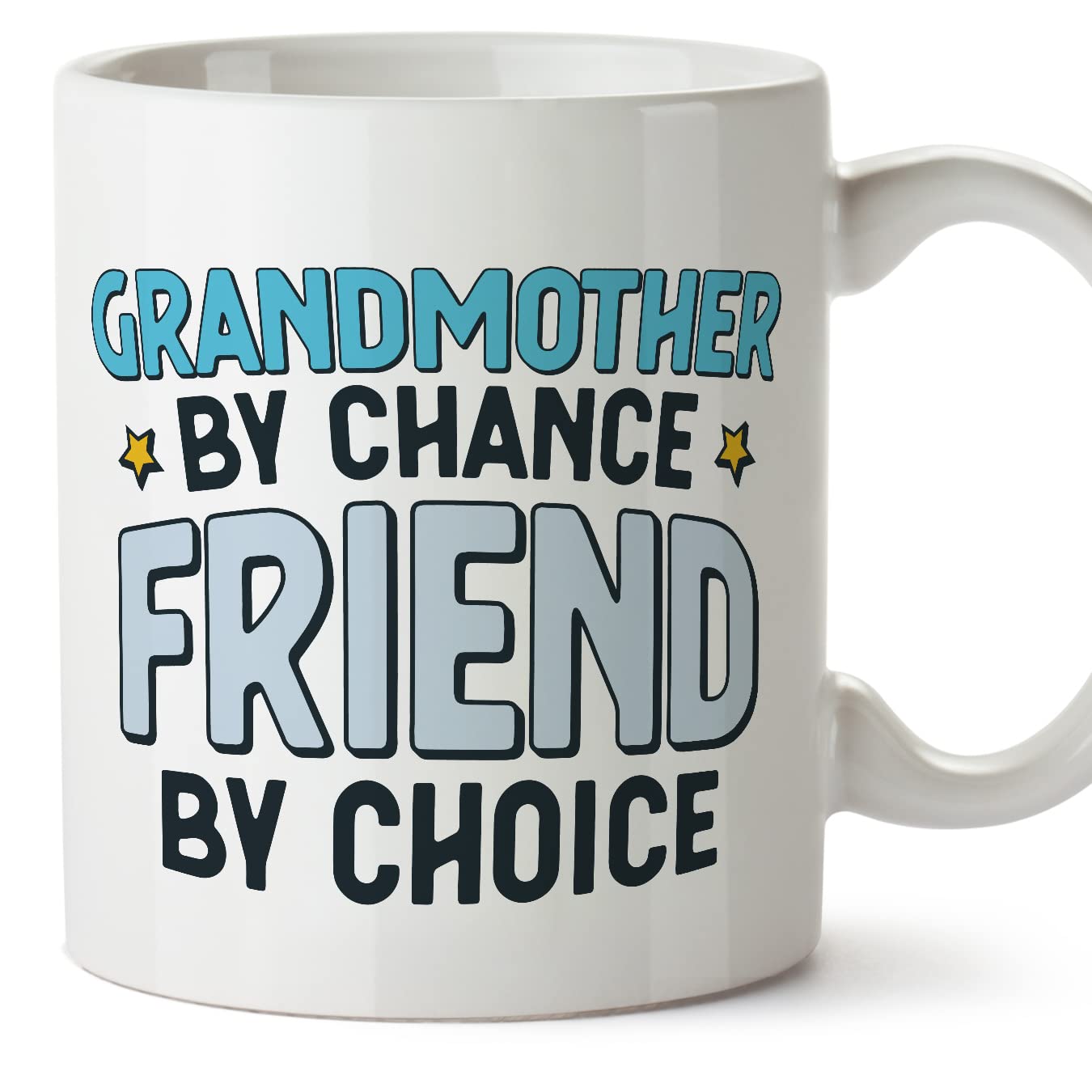 MUGFFINS Grandmother/Grandma Mug - in English - by Chance Friend by Choice - Funny Gift for Grandmother's Day - Ceramic 11oz Mug