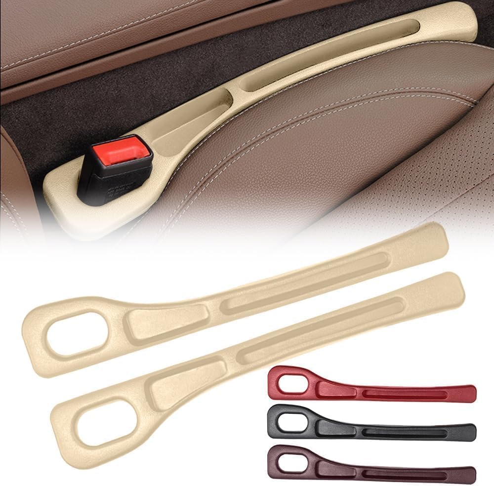 ONEMAJI 2 Pcs Car Seat Gap Filler Organiser for Lexus ES 350e 2025 2026, Seat Crevice Storage Box Side Pocket Vehicle Mounted Gaps Organiser,Beige