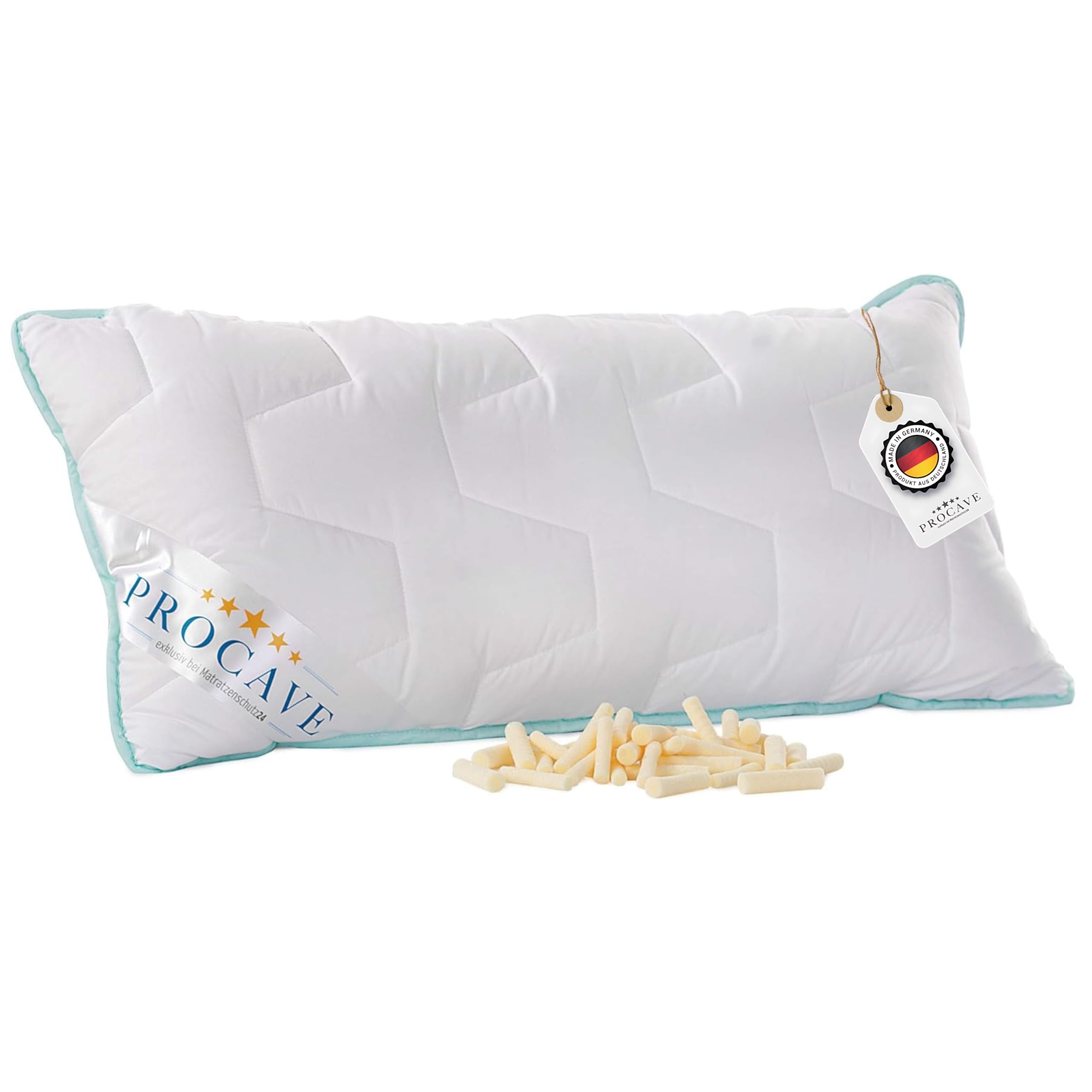 PROCAVE Nackenstützkissen Memory, viscoelastisches Kissen in 40x80cm Kopfkissen-Form, Abnehmbarer und waschbarer Kissenbezug mit AloeVera Ausrüstung, 100% aus Deutschland