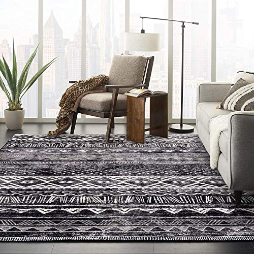 Area Rugs Modern Style Rug Artistic Traditional Unique Carpet Soft Short Pile Living Room Carpets Anti Slip Floor Mat Large for Hallway Bedroom (Black white - Image 3