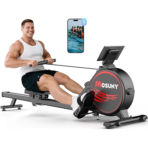 Rowing Machines for Home, 16/32-Level Adjustable Resistance, Magnetic Rowing Machine with App Supported, 350/400 LB Weight Capacity, Upgraded Dual Slide Rails with LCD Data Display Screen
