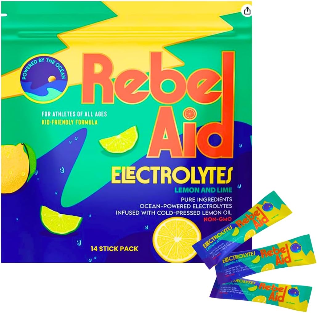Lemon/Lime Electrolyte Powder – Clean Hydration for Kids & Teens, Natural Minerals, Non GMO – 14 Stick Packs