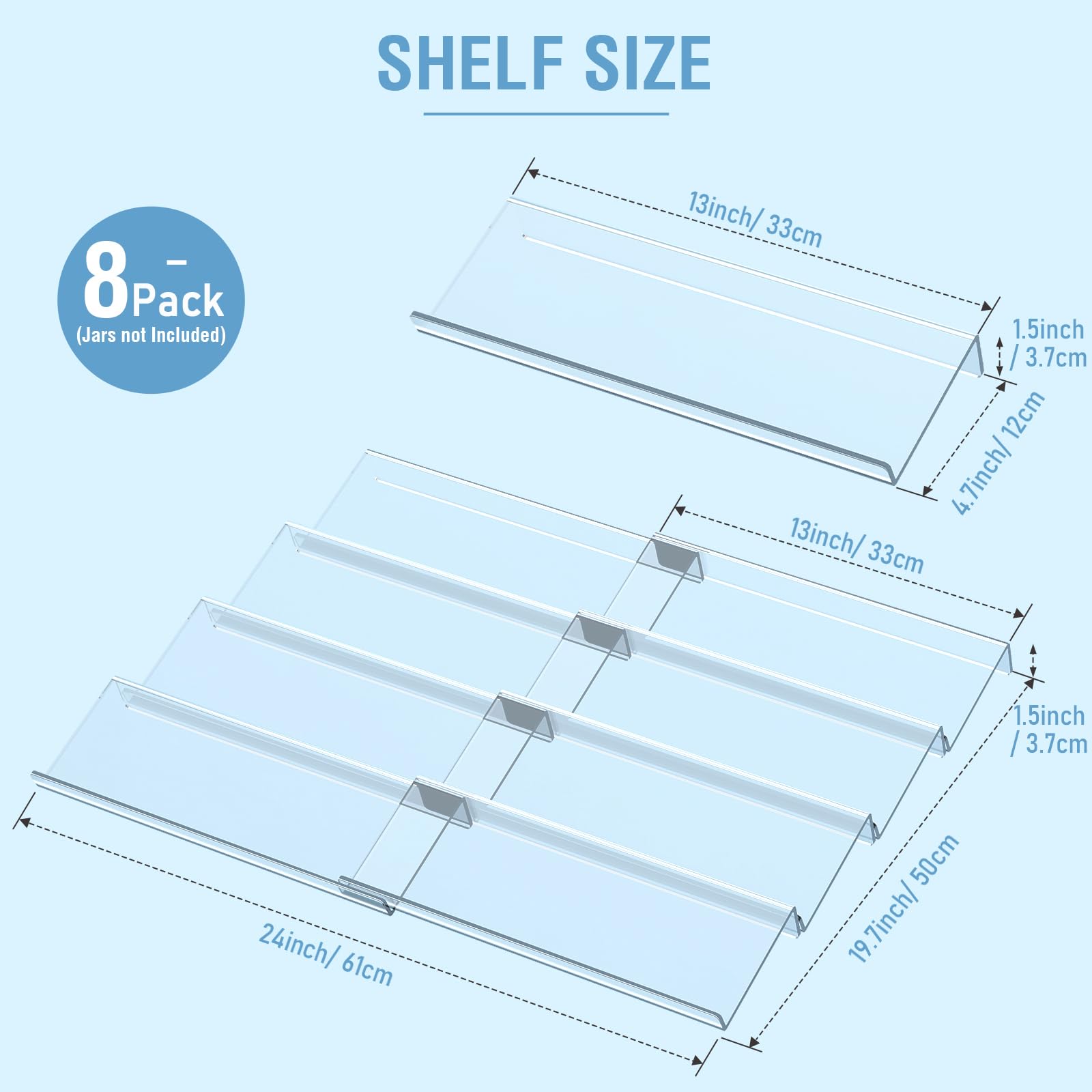 Organizador de cajones de especias de 8 niveles, estante organizador de condimentos acrílico, bandeja transparente para especias, tarros de condimentos de cocina, cajones insertos (tarros 2