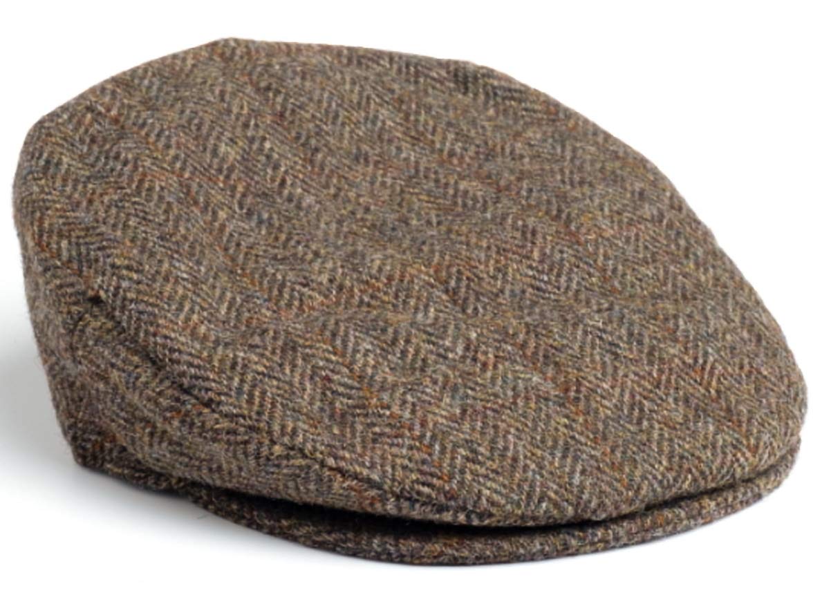 Hanna Hats Traditional Irish Tweed Wool Vintage Cap. Unisex Cabbie Hat. Stud Fastener & Taffeta Lining. 100% Made in Ireland.
