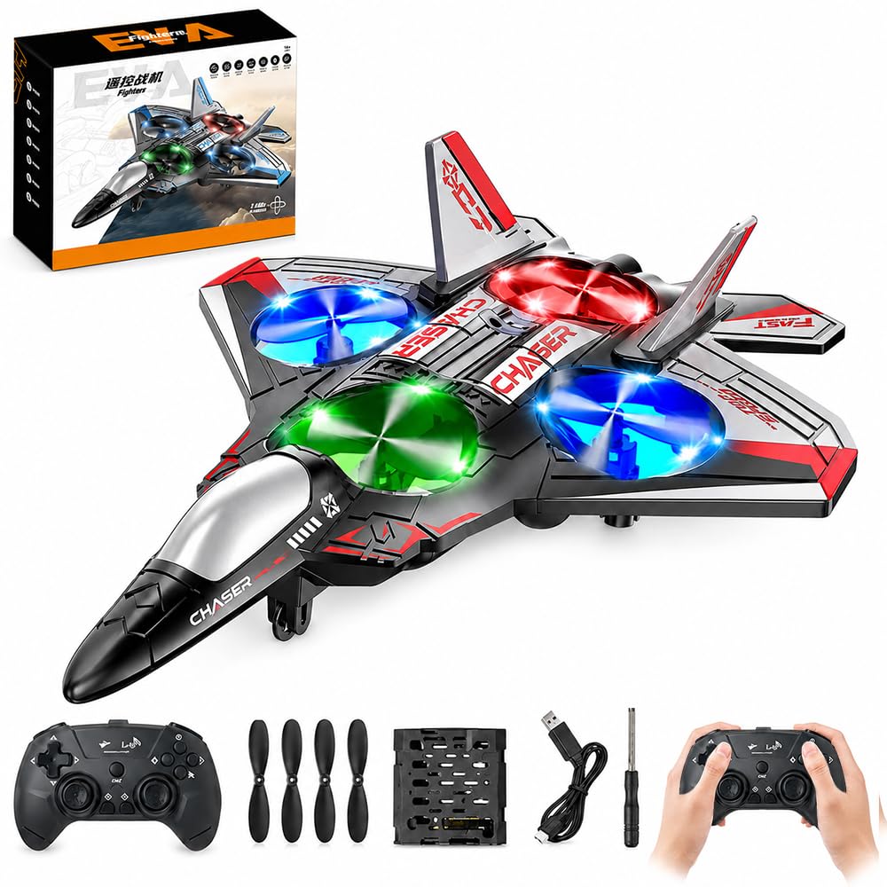 Remote Control Airplane, 2.4Ghz Remote Control Plane with Cool Light (Red)
