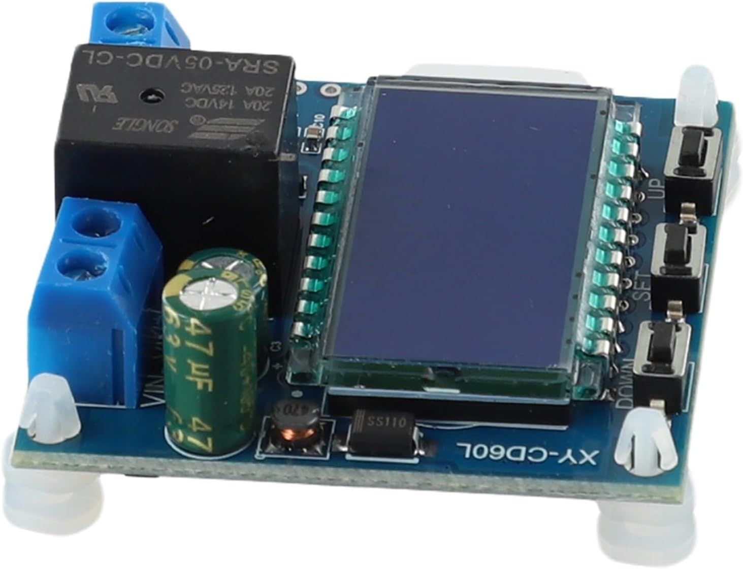 MPPT Solar Charge Controller Module, 6-60V DC Voltage Control for Lead-Acid/Lithium Batteries, Adjustable Upper/Lower Limit Voltage, LCD Display & Relay Switch, for Off-Grid RV Marine Systems