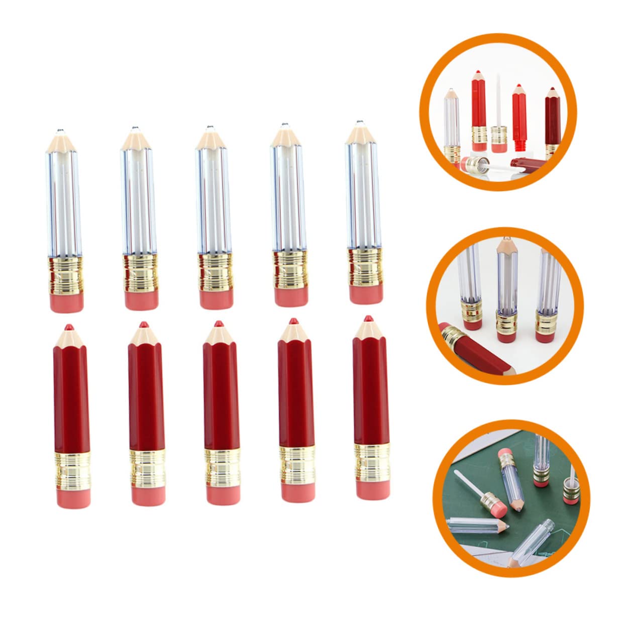 2 Set Matita Vuoto Tinta Lucidalabbra Tubi Trasparenti Balsamo Lucidalabbra Trasparente Cercatore Fai Da Te Bellezza 10 pezzi * 2