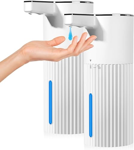 Miniatura 12 de Paquete de 2 dispensadores automáticos de jabón: plástico de 14 onzas – Espuma de montaje en pared ajustable de 4 niveles de espuma blanca 2