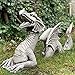 HLJS Gartendeko Drache Harz Gartenfigur Gartendrache, Drache Figur Gotische Gartendeko FüR Rasen Outdoor Decor, 22,5 cm lang(Weiß)