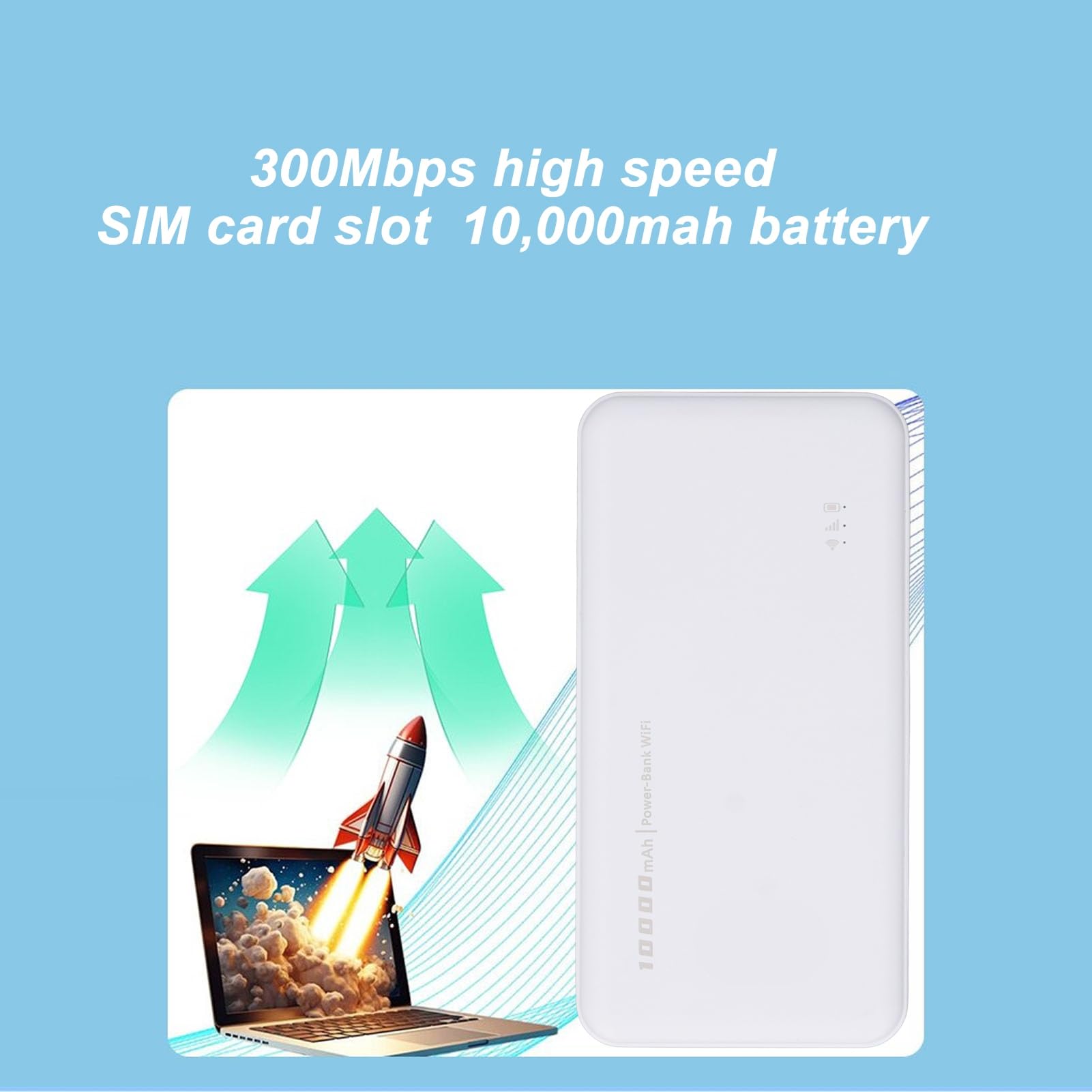 Router Hotspot Tascabile 5G, Modem USB LTE 300Mbps, Batteria da 10000mAh, Slot per Scheda SIM, 10 Utenti, per Viaggi, Streaming Live All'Aperto, Feste