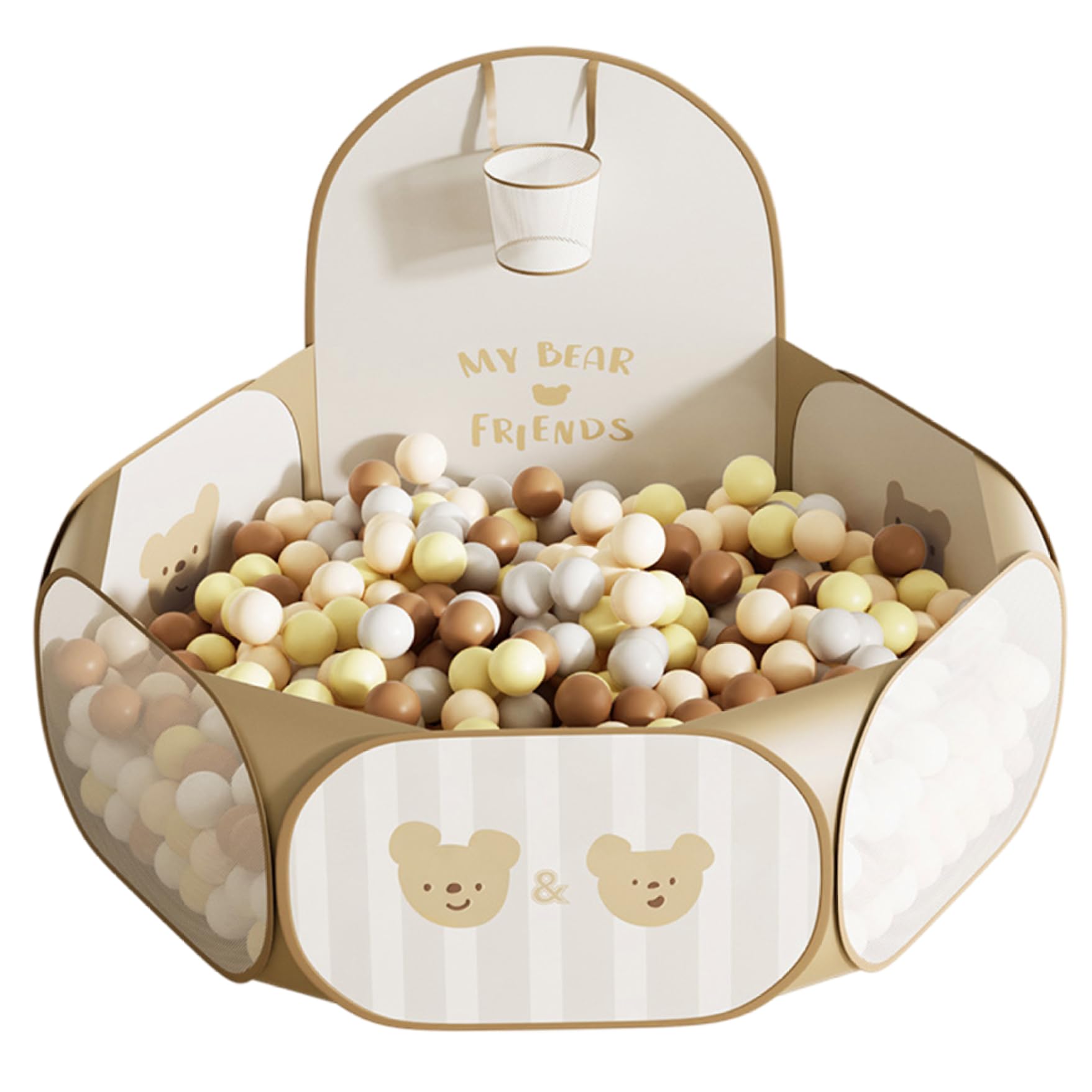 Piscina per Palline per Bambini Piscina per Palline Pieghevole, Robusta e Resistente agli Strappi, sicura, con canestro da Basket per casetta dei Giochi per Bambini, Non Incluse
