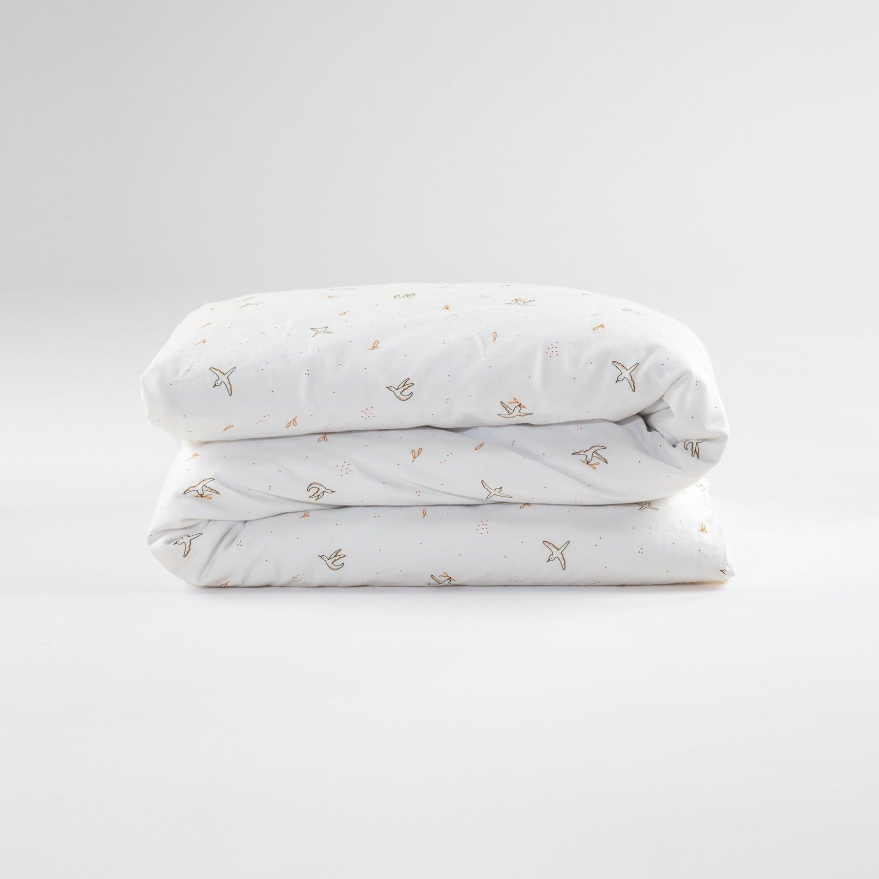 Kadolis - Housse de Couette Bébé 75x120 cm Coton Bio GOTS – Motif Oiseaux L’Envolée – Douceur Naturelle, sans Traitement Chimique