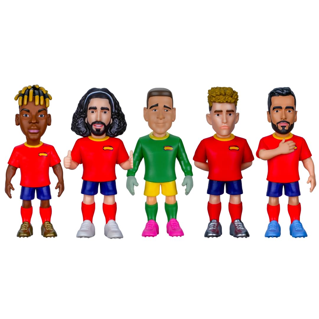 MINIX - Football Stars - Coupe du Monde - Pack - Espagne - 5 Figurines - Figurine à Collectionner 7 cm (Fermín, Williams, Merino, Cucurella, Simon)