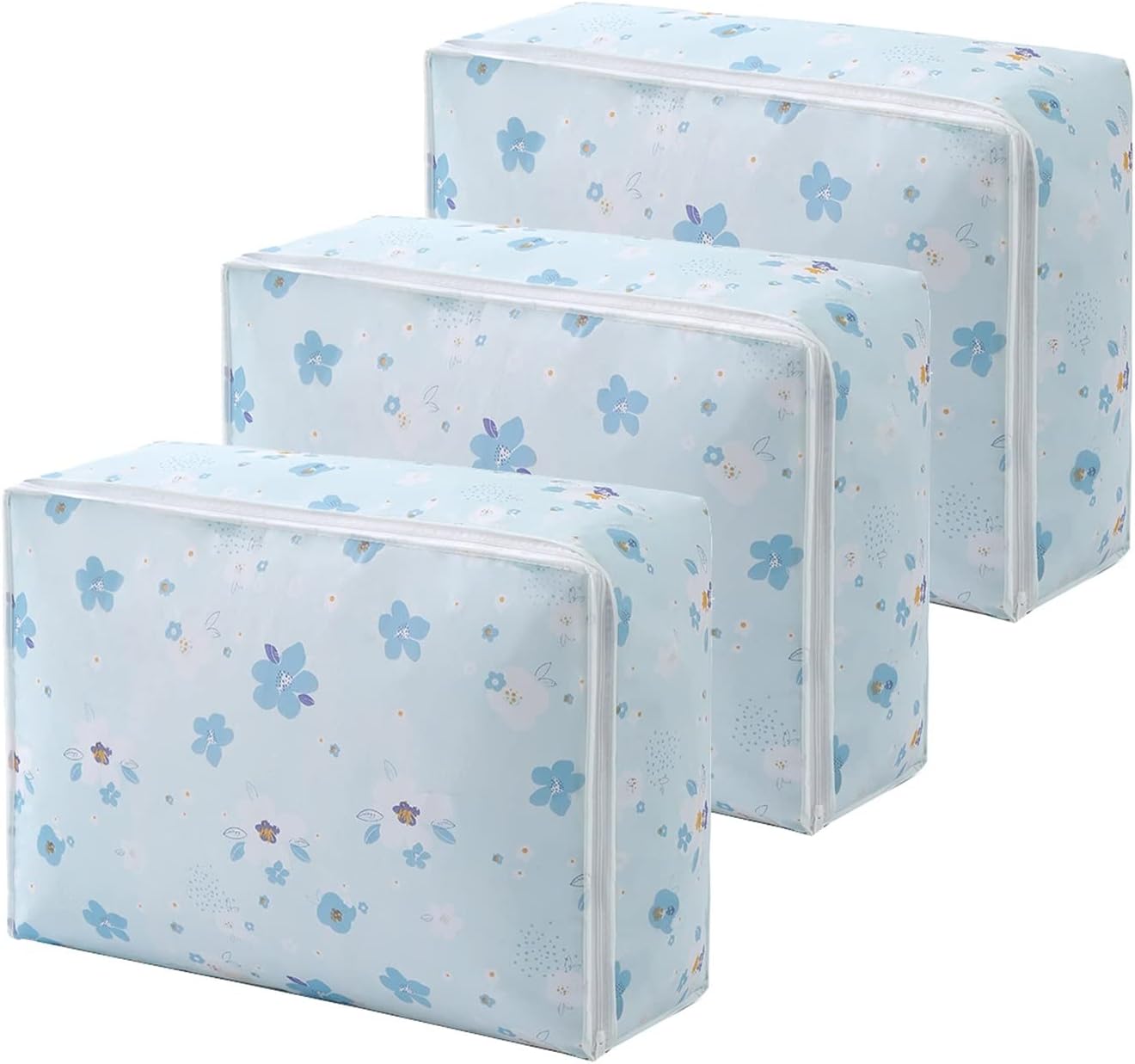 CAZOY Storage Bags Large Capacity, Moving Foldable Space Saver Bags for Clothing, Portable Clothes Closet Organizer Containers for Under-Bed Storage, 3 Pieces (Color : D, Size : 27.6X9.8x19.7in)