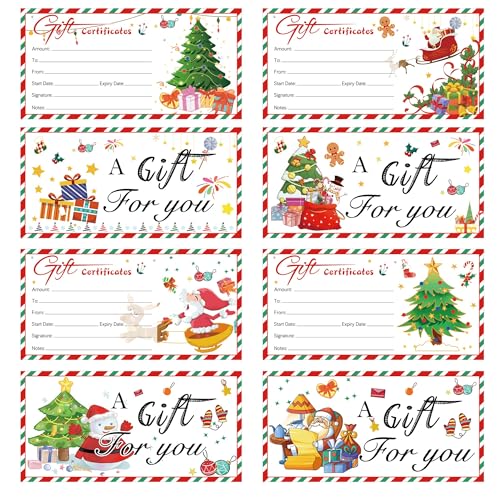 Cartes cadeaux de Noël avec nom et adresse pour gâter vos proches et employés