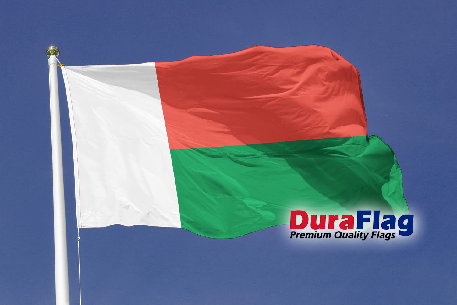 DuraFlag Madagascar Small Courtesy 20x12" Rope and Toggled Premium Quality 50x30cm Flag