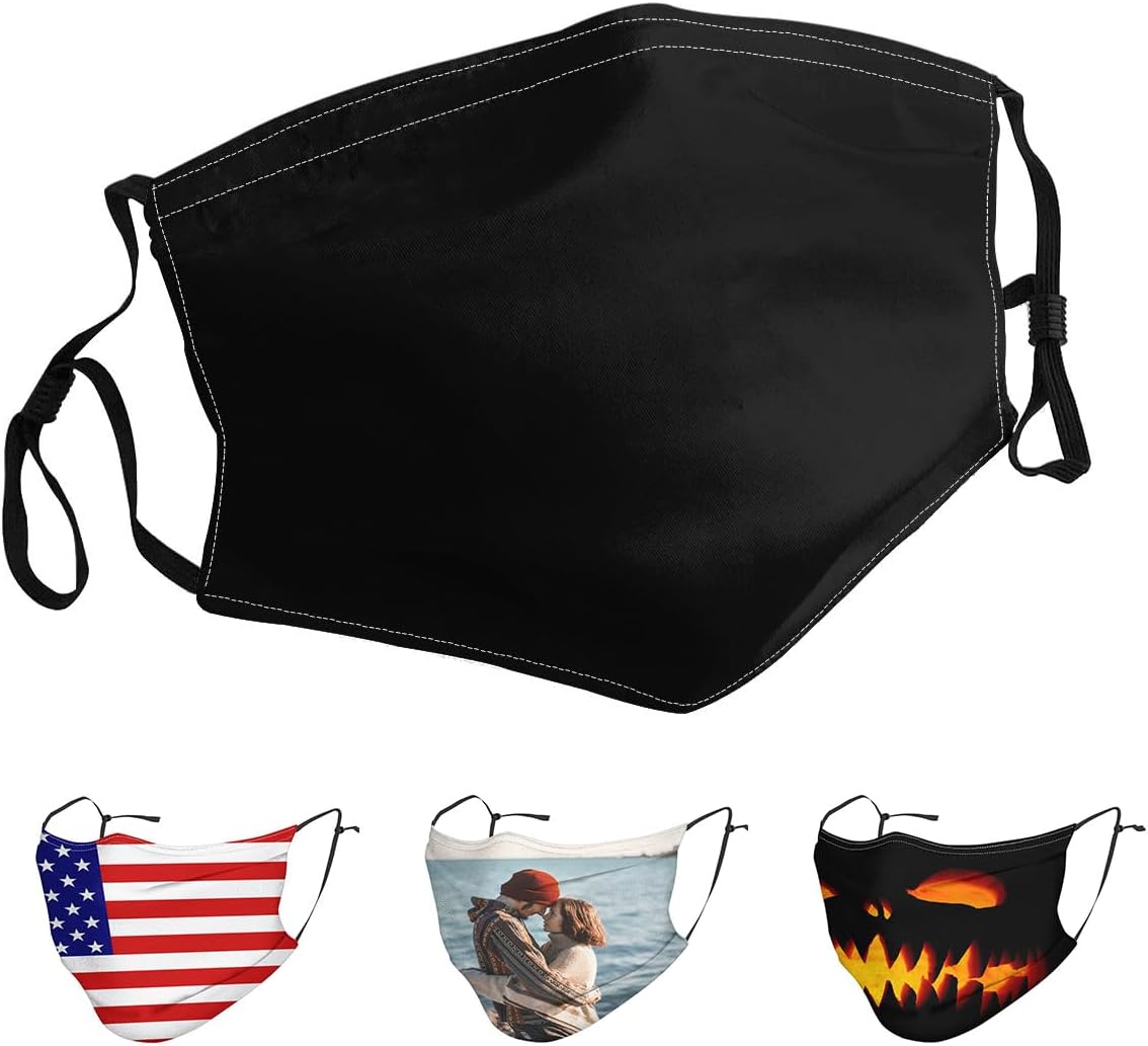 Custom Dust Masks, Add Your Own Text/Image, Personalized Reusable Breathable Face Cover, 37Colors, 5.9"x7.9"