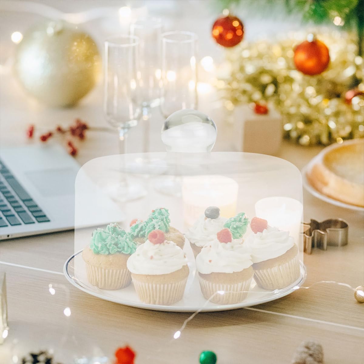 Cloche à Gâteau en Verre Transparent, Protège-gâteau pour Desserts, Couvercle Alimentaire D'intérieur, Facile à Nettoyer, pour Buffets et Activités, Cloche pour Fruits