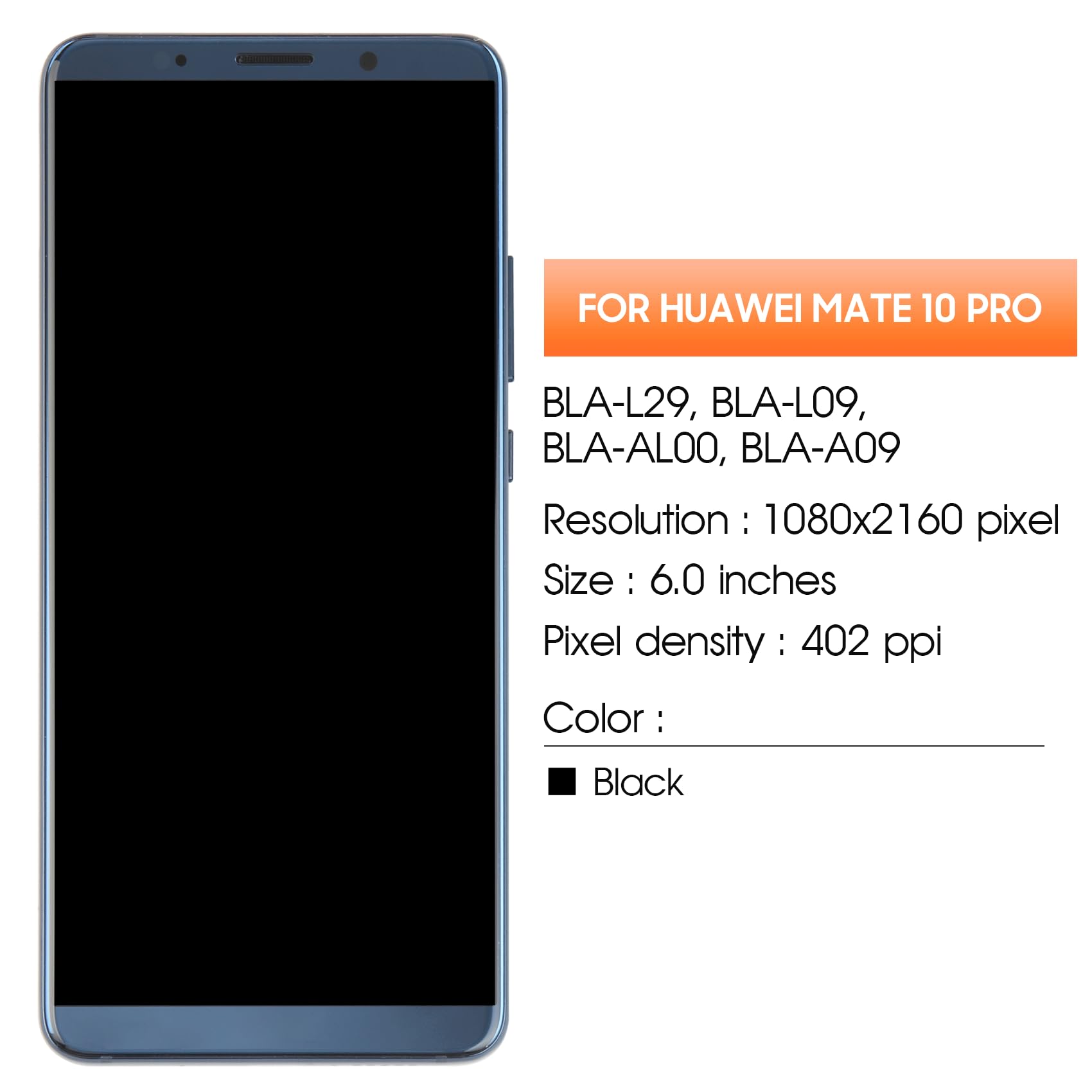 AGCUT Schermo LCD per Huawei Mate 10 Pro LCD Display per Mate 10 Pro BLA-AL00 BLA-TL00 BLA-A09 BLA-L09 6.0" Schermo di Ricambio Touch Screen Assembly con Riparazione (Blu con Telaio)
