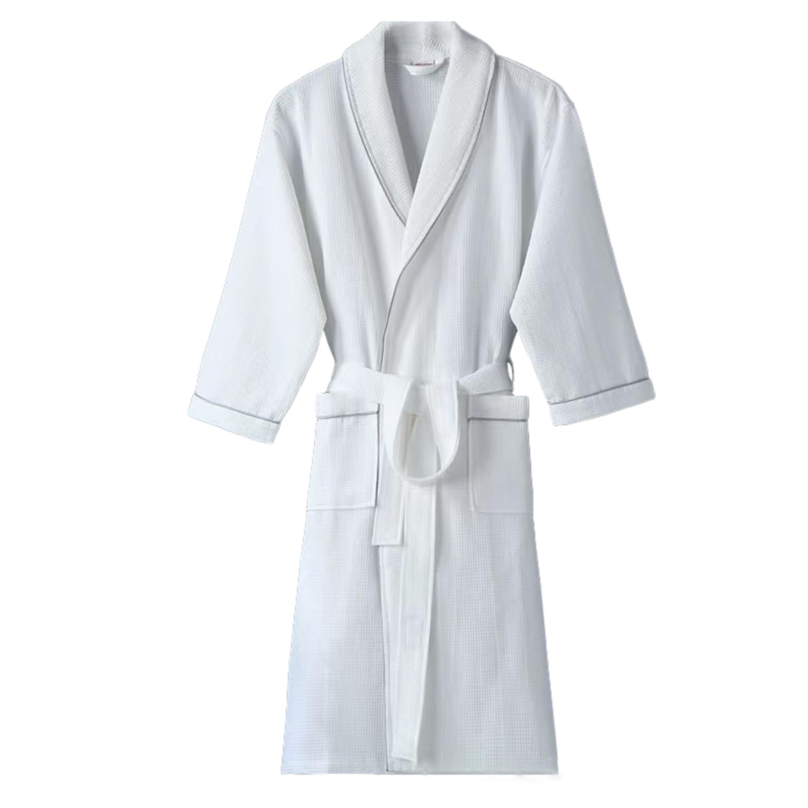TIANQIHAO Cotton Terry Bathrobe For Women & Men Waffle Spa Robe With Unisex Terry Bathrobe,White-Medium