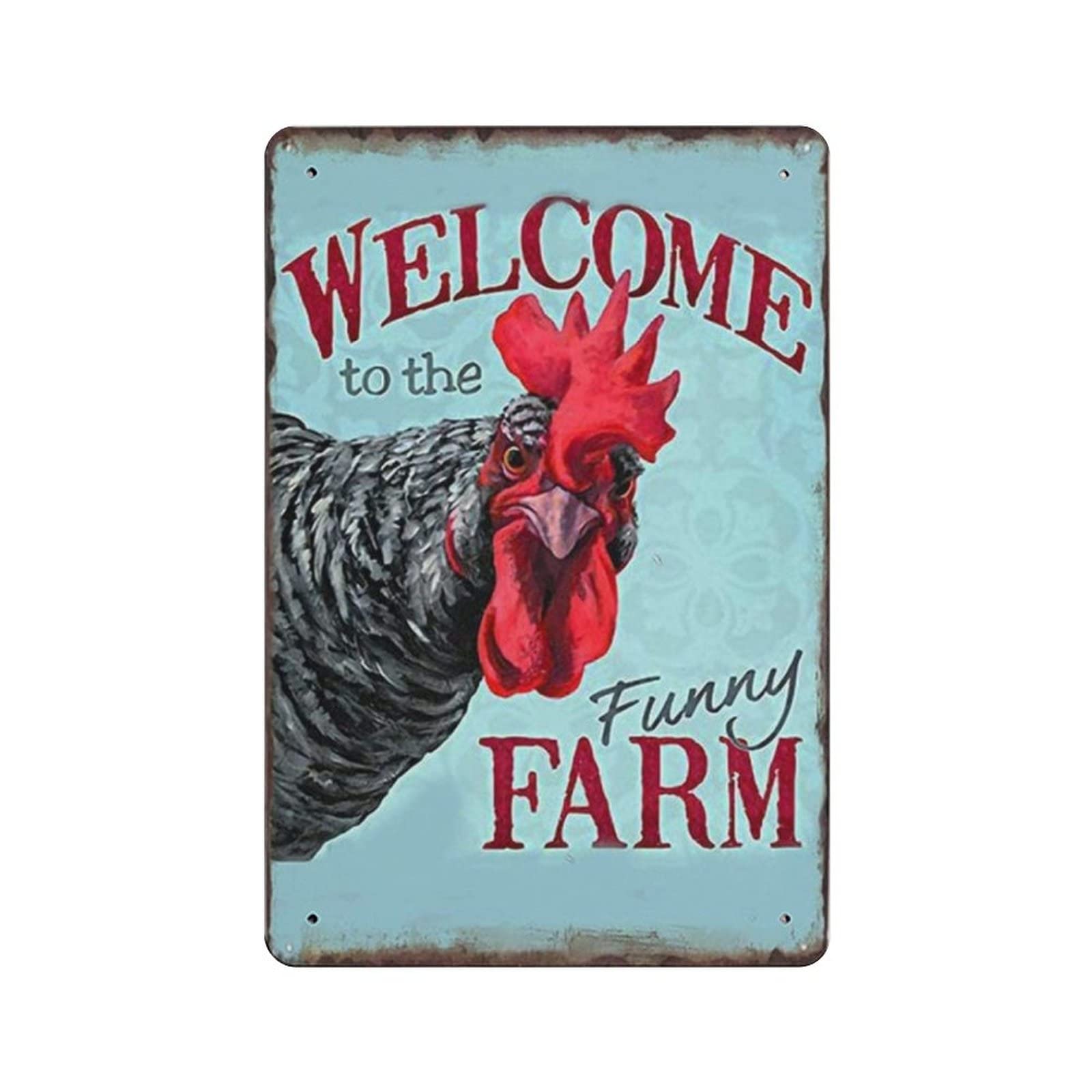 AOOEDM Welcome to The Funny Farm Vintage Tin Sign Metal Tin Signs for Man Cave Funny Art Wall Plaque Kitchen Bar Pub Coffee Shop Wall Decor