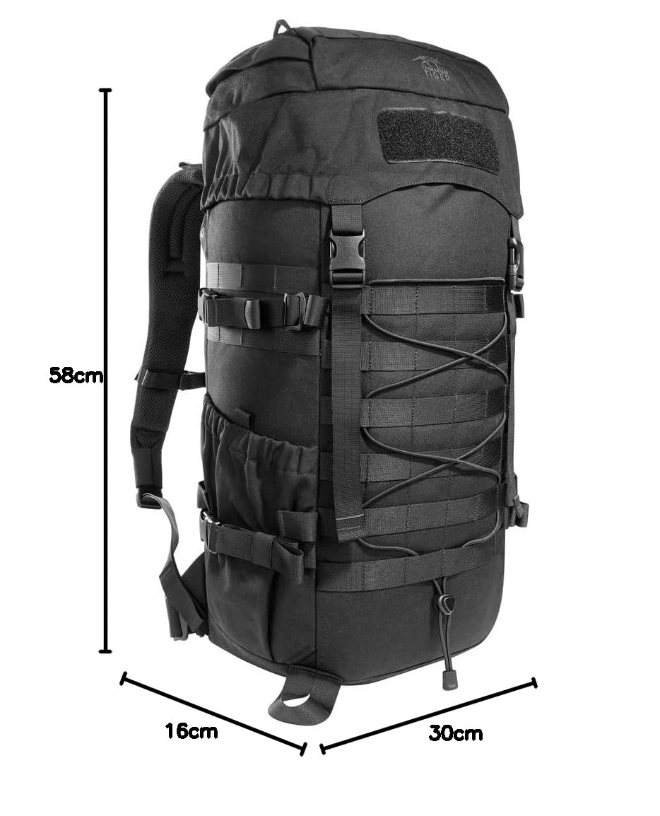 Tasmanian Tiger TT Mil OPS Pack 30, Militär-Rucksack, Molle-kompatibler Wander-Rucksack Herren mit 30 Litern für Outdoor, Einsatz, Bushcraft, Trekking (Schwarz)