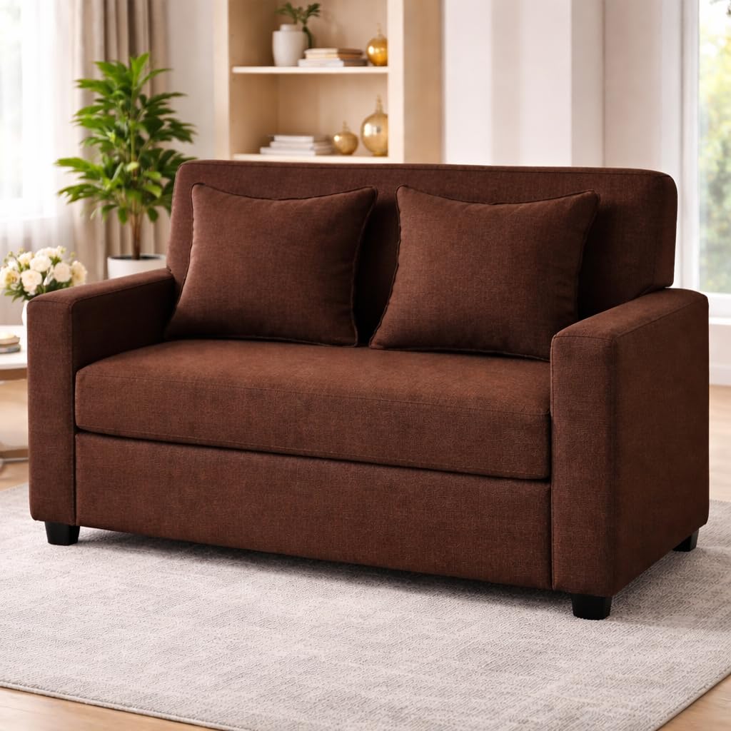 2 Seater Sofa | Fabric 2 Seater Sofa Set | Sofa for Living Room & Home | Furniture for Office & Hotels | Fabric Color - Brown-image-16
