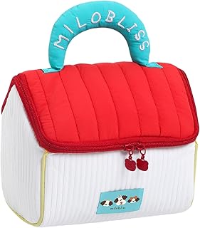 化粧ポーチ 可愛い小屋 大容量 手提げ収納バッグ 化粧品や小物の収納 ダブルファスナーの蓋付き式 高いビジュアル 防水性あり 持ち運び容易 子供や女性共に使用可能 -レッド