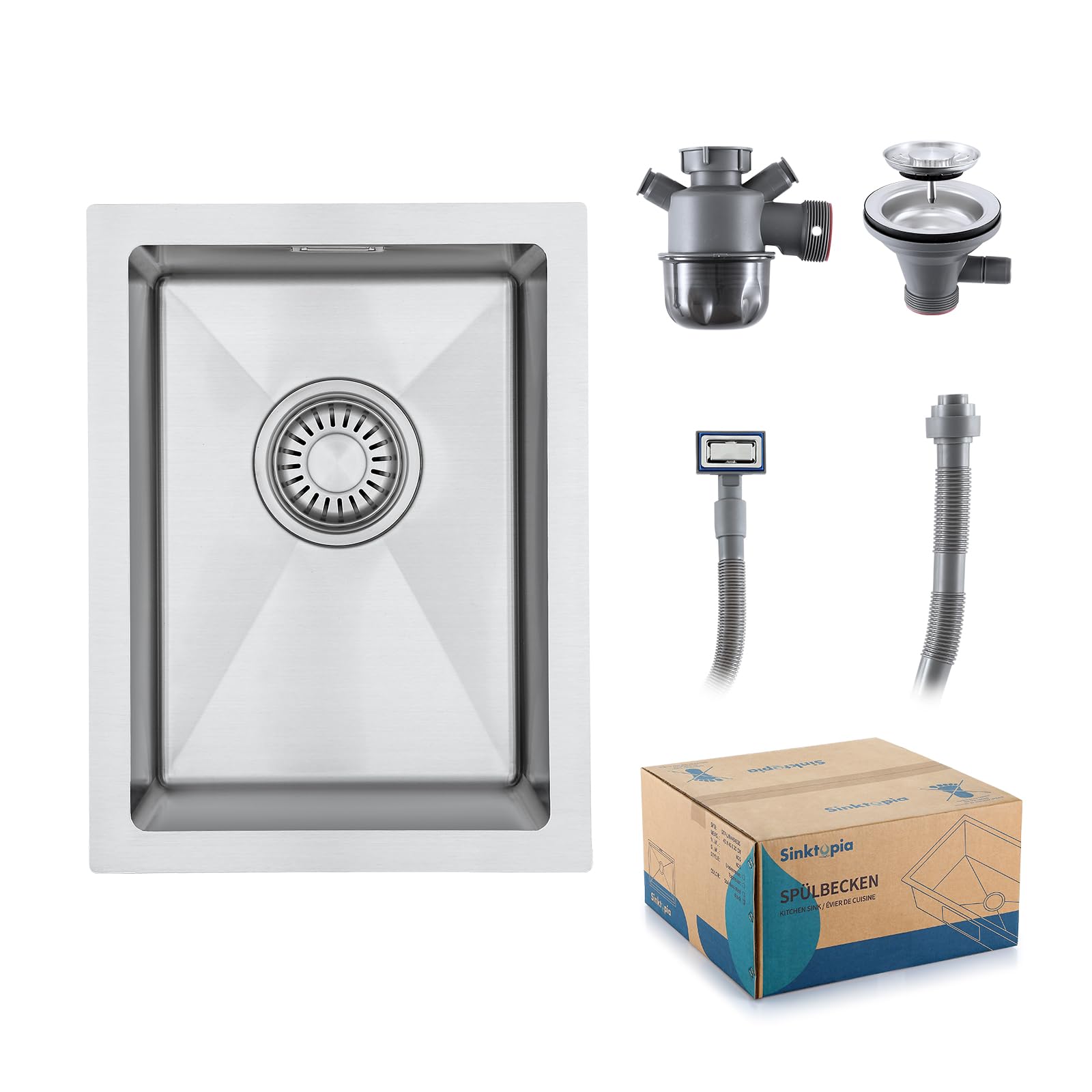 Undermount Kitchen Sink with Waste Kit Stainless Steel Sinks 50×45 cm