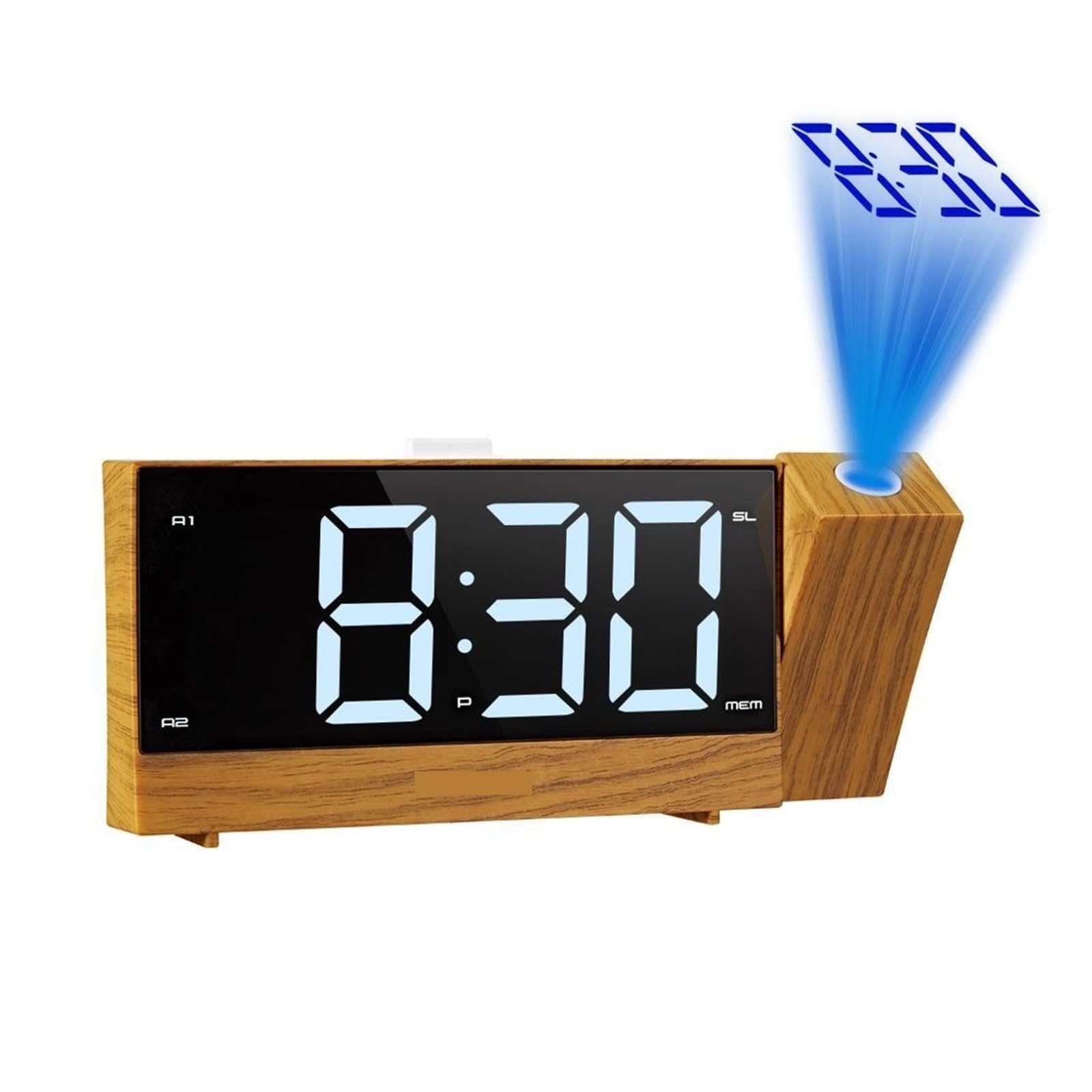 KOESRXNQW Projection Radio Alarm Clock LED Digital Desk Table Watch Snooze Function Adjustable Projector FM With Sleep Timer Clear Projection