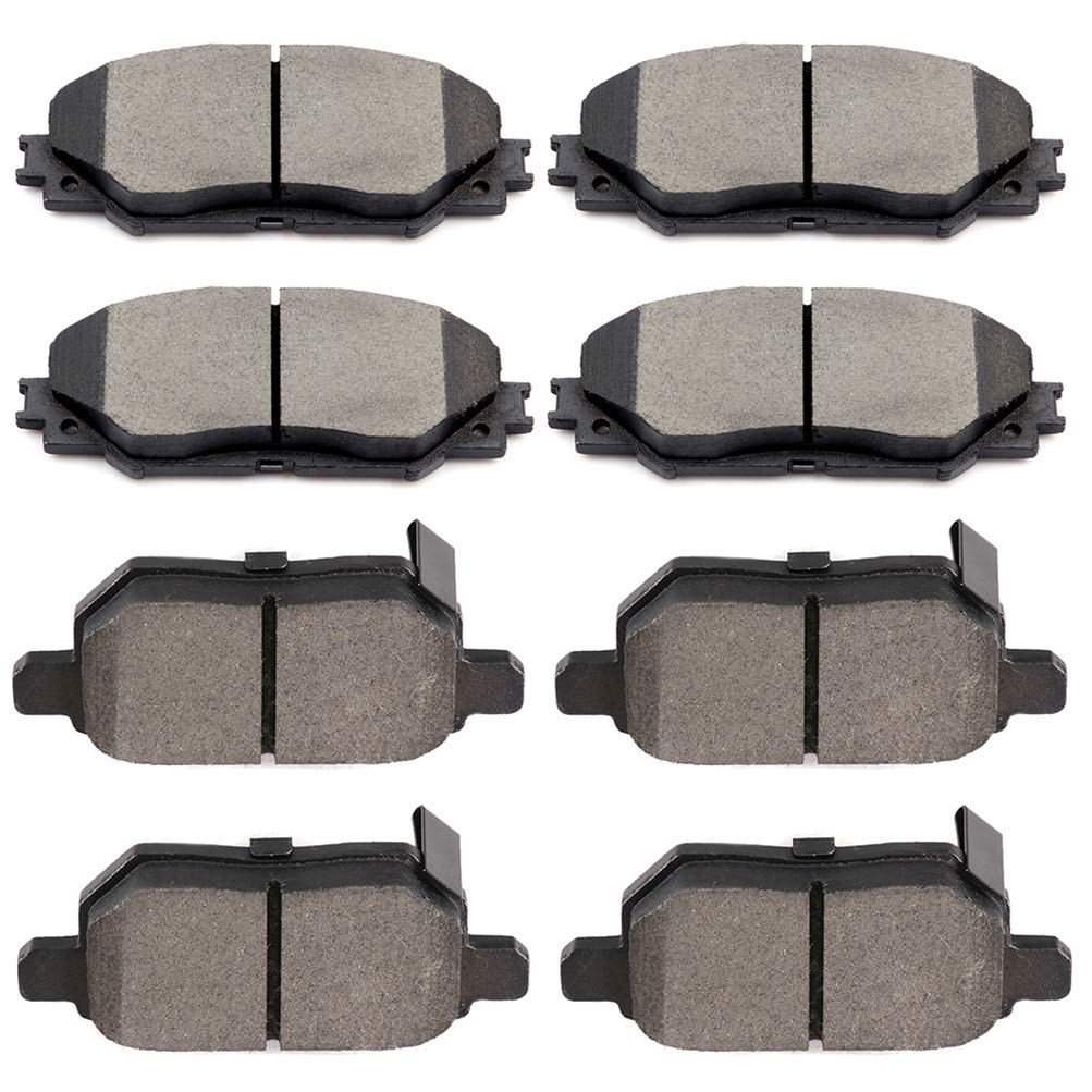SCITOO Front Ceramic Rear Semi-Metal Disc Brake Pads Kits 8pcs Fit For 2016 For Toyota Corolla