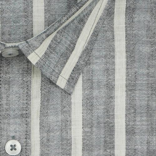 Image of GHPC Cotton Linen Striped Half Sleeves Regular Fit Formal Shirt for Men