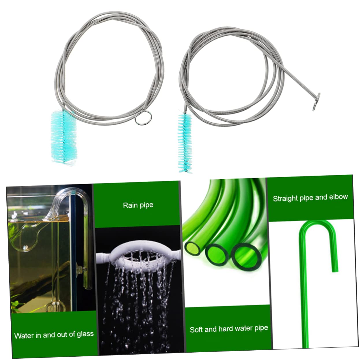 VANZACK Inlet Outlet Cleaning Brush 1 Set/2pcs Spring Brush for Aquarium Easy to Bend and Store