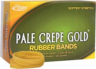 Alliance(R) Pale Crepe Gold™ Rubber Bands In 1 Lb. Box, #32 3in. x 1/8in., Box Of 1100