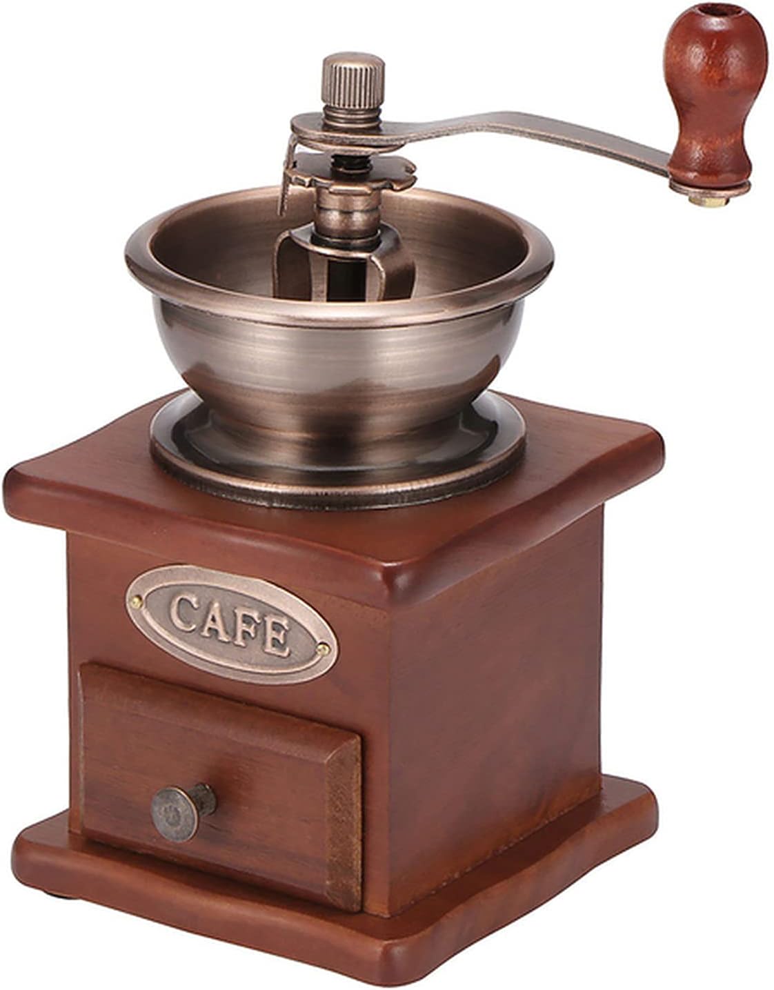 WYFWANA 1pcCoffee Bean Grinder Wooden Manual Coffee Grinder Hand Stainless Steel Retro Coffee Spice Burr Mill