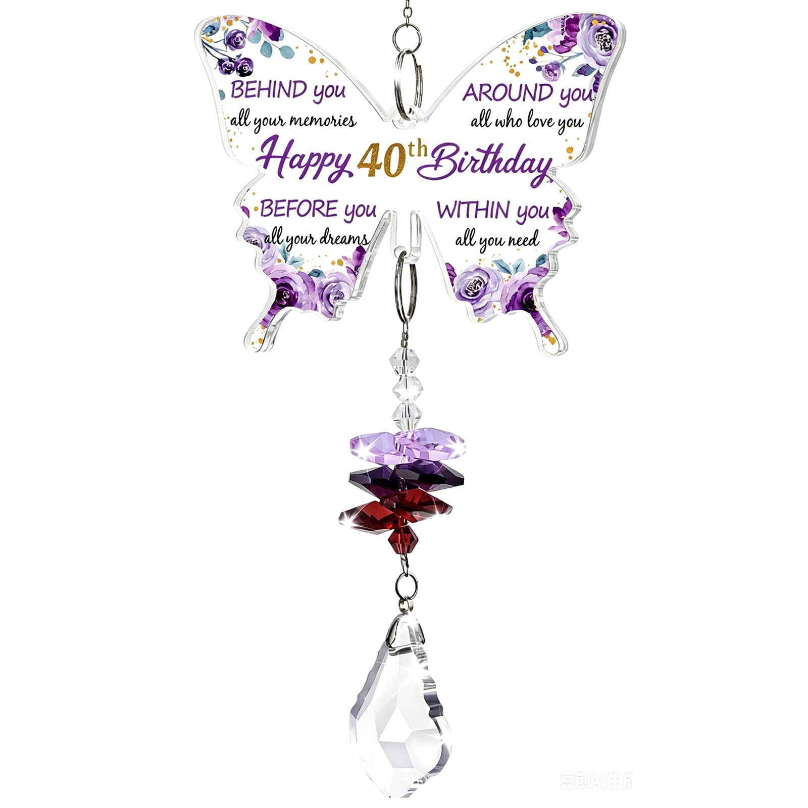 40th Birthday Gifts for Women, Butterfly Acrylic Crystal Suncatcher for 40th Birth Anniversary, 1985 Birthday Gifts for Women, the 40 Year Old B-Day Presents for Mum Wife Sister Female