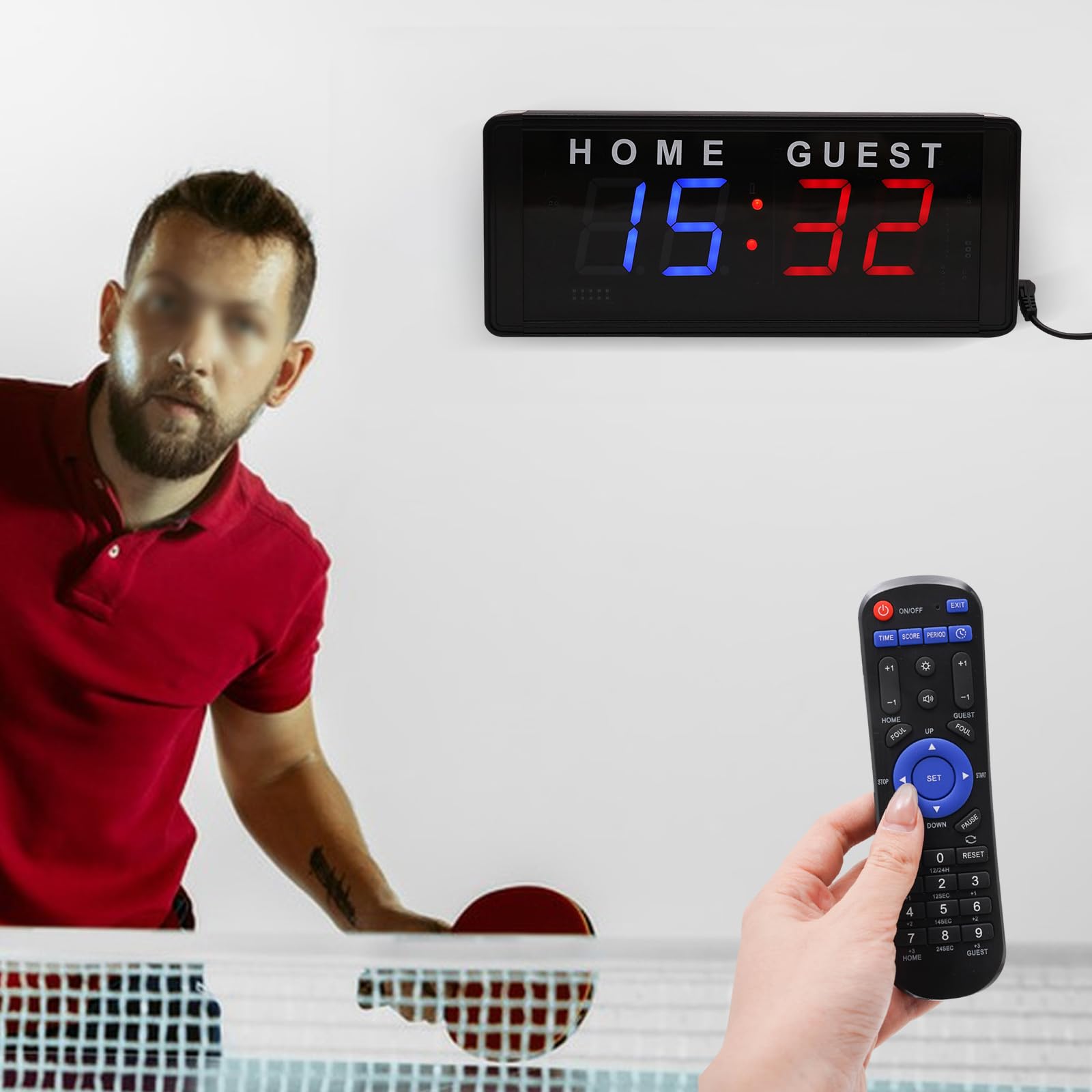 Tabellone segnapunti portatile digitale a LED 0-99 con telecomando per basket, badminton, pallavolo, tennis, baseball, per competizioni interne ed esterne
