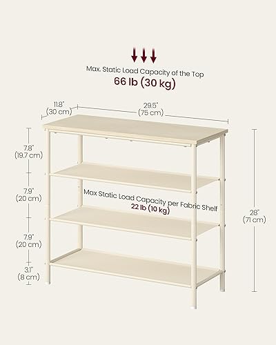 Miniatura 3 de VASAGLE Zapatero, organizador de almacenamiento de zapatos de 4 niveles para entrada y armario, capacidad para 9-12 pares de zapatos, 3 estantes de