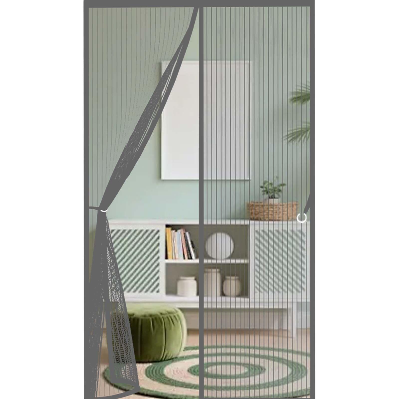 Magnetic Screen Door 115 x 255 cm Durable, Keeps Bugs Out, Kid and Pet Friendly Heavy Duty Fly Curtains for Doors Lets Fresh Air in, Hundreds of Sizes, Grey