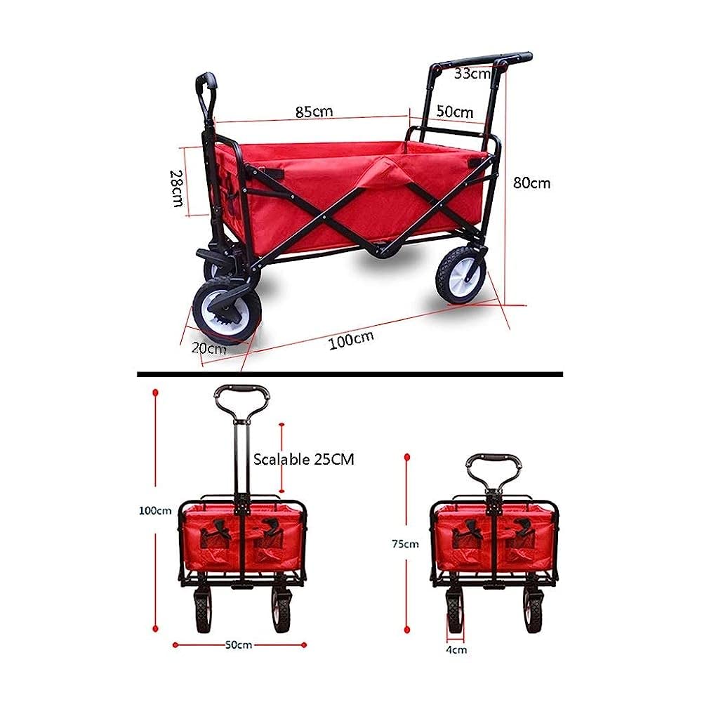 Chariot de jardin pliable robuste avec auvent – Chariot de courses multifonction, capacité de charge de 150 kg, idéal pour l'extérieur, les pique-niques et le jardinage