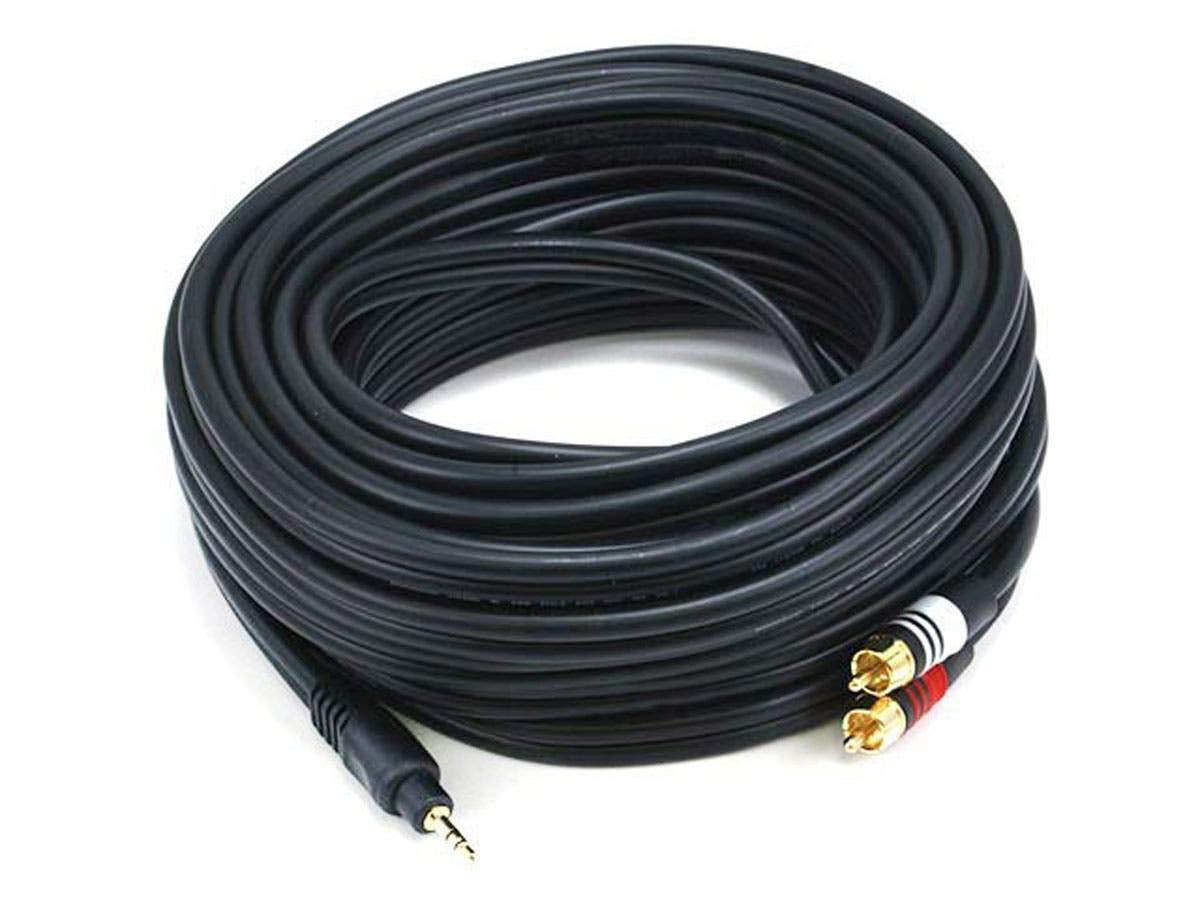 Monoprice 105602 35-Feet Premium Stereo Macho a 2RCA Macho 22AWG Cable - Negro